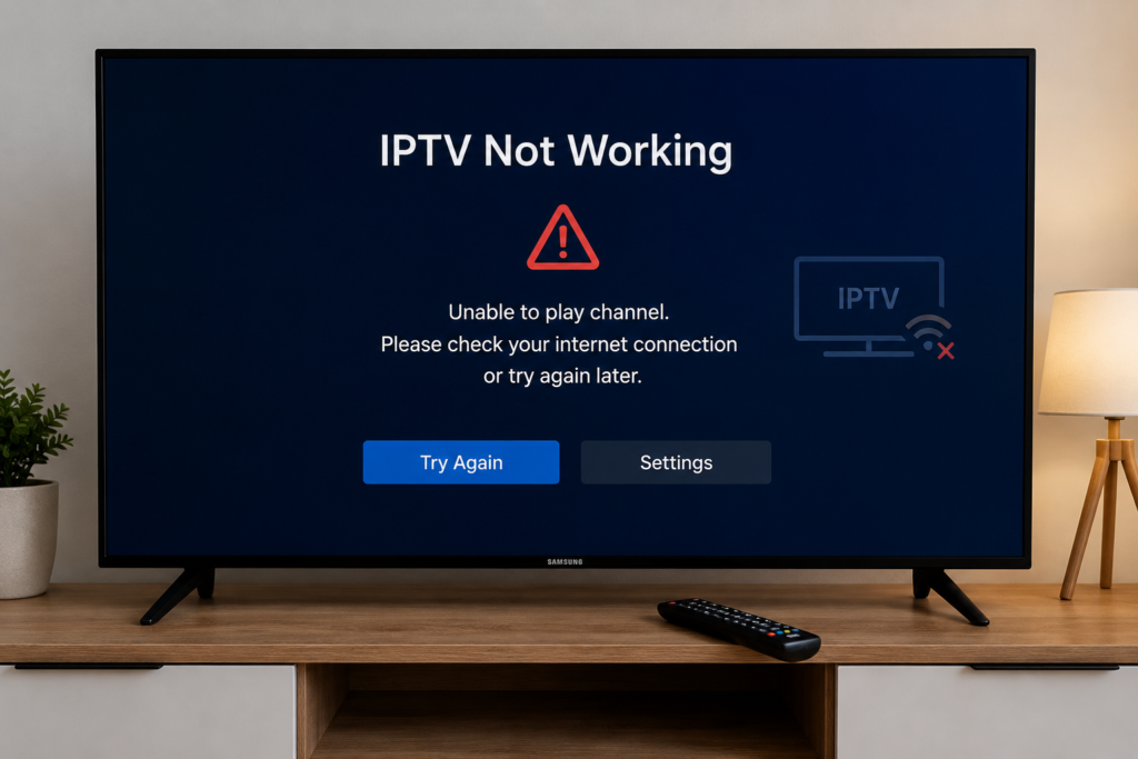 Samsung TV IPTV not working error screen with IPTV buffering and streaming issue fix guide