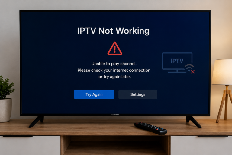 Samsung TV IPTV not working error screen with IPTV buffering and streaming issue fix guide